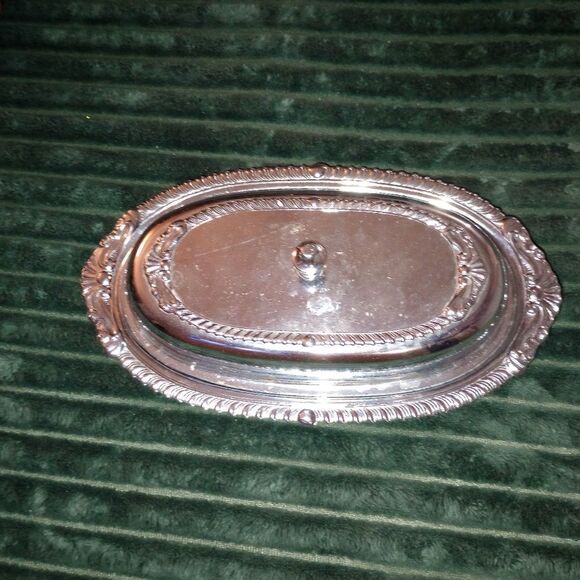 🆕🧈 Vintage Silvertone Butter Dish - Picture 1 of 3
